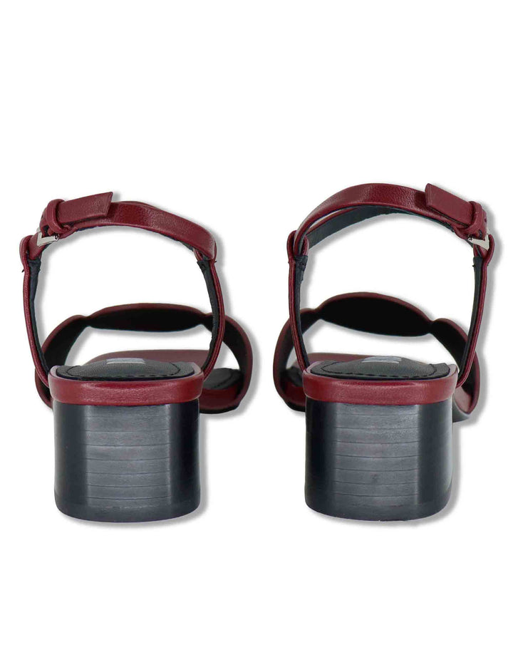 Sandali donna in pelle bordeaux con cinturino alla caviglia e tacco basso Onami 623Z10VK 40-BURGUND Bibi Lou 