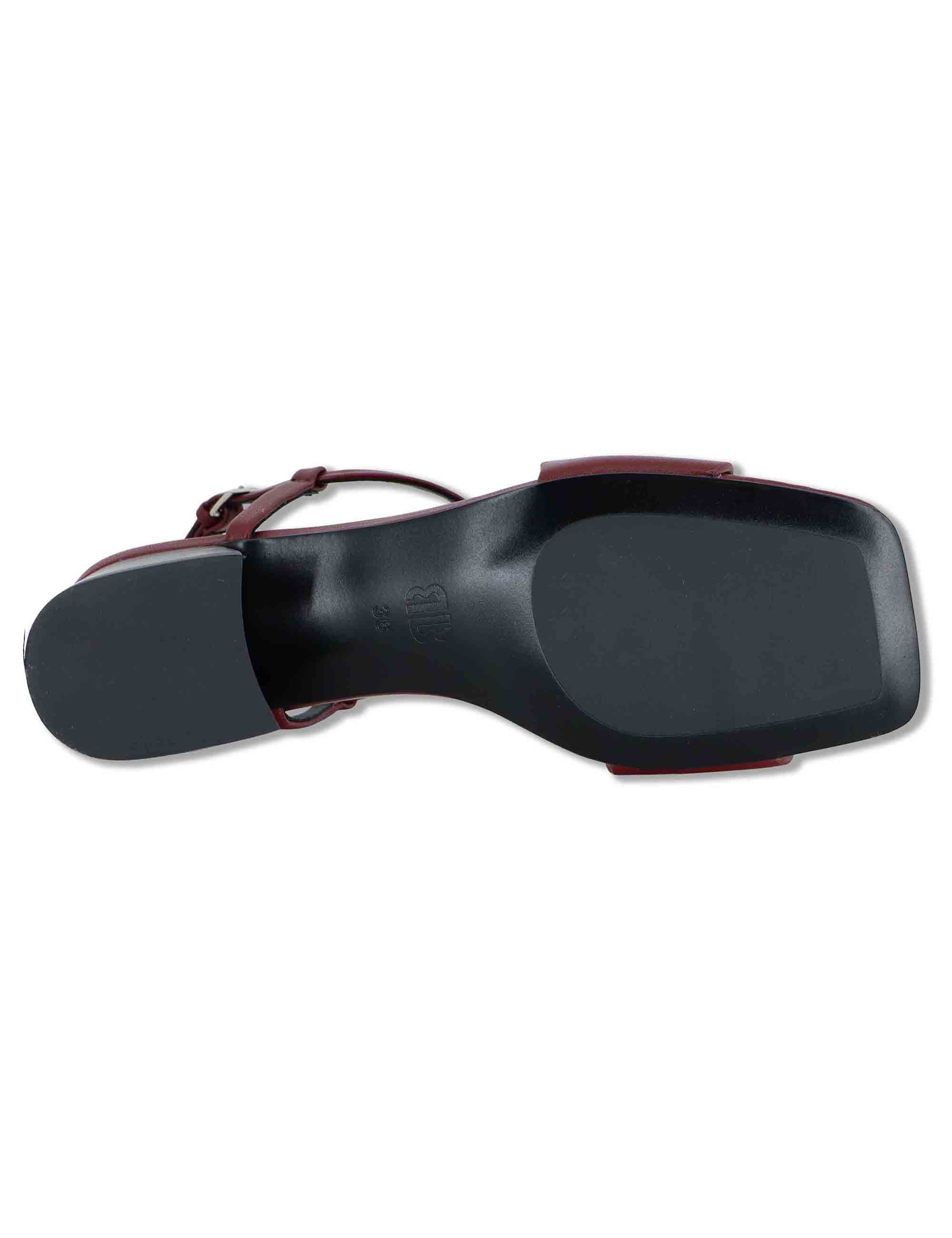 Sandali donna in pelle bordeaux con cinturino alla caviglia e tacco basso Onami 623Z10VK 40-BURGUND Bibi Lou 