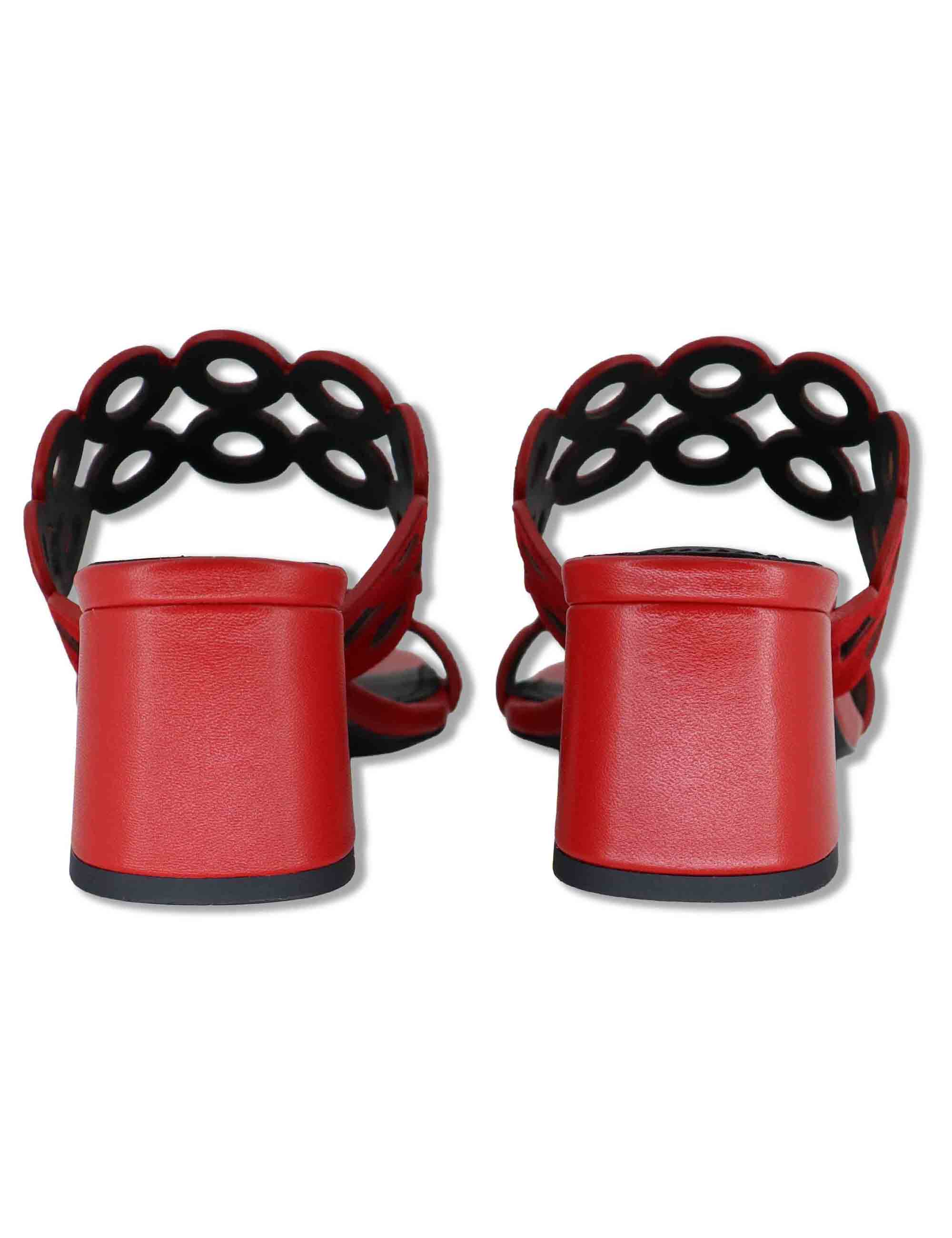 Sandali donna in pelle e camoscio rosso con tacco medio Oribu 627Z30VK 40-ROJO Bibi Lou 