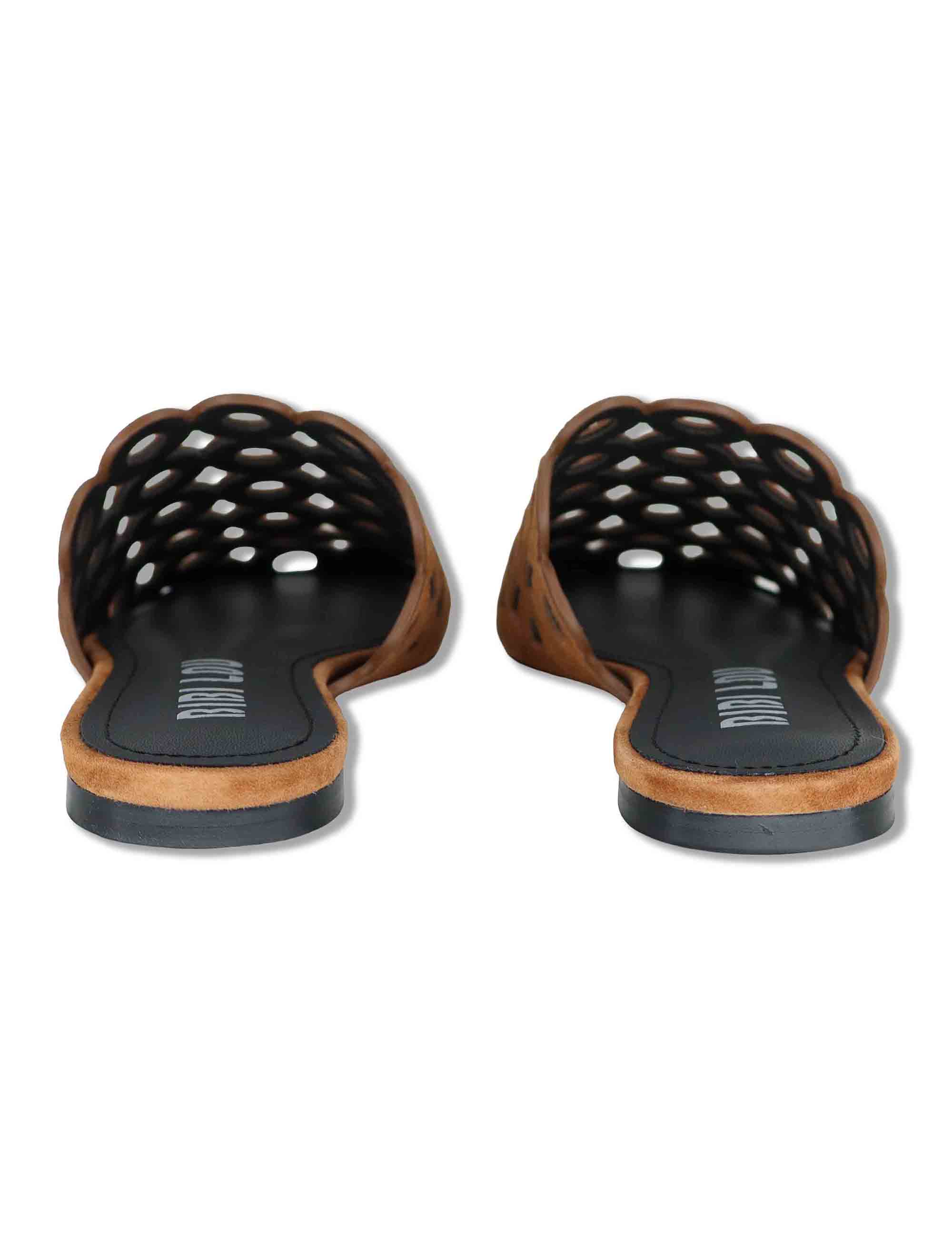 Sabot donna in camoscio cuoio forato tacco basso Oribu 629Z30VK 92-CUERO Bibi Lou 