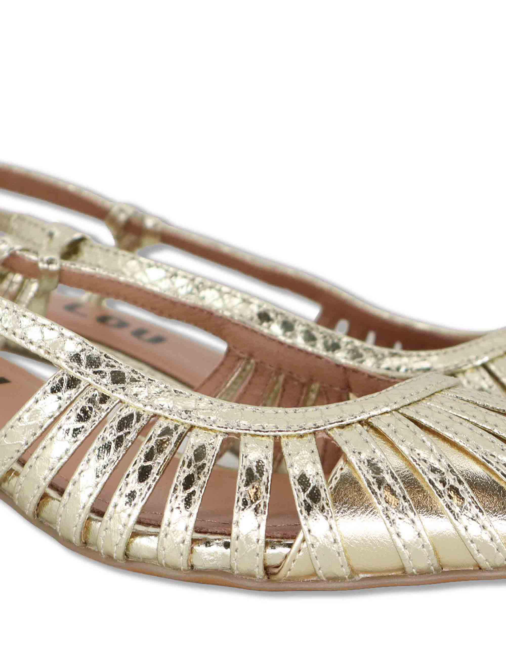 Decollete donna slingback in pelle laminata oro tacco basso Zin 774Z94HG 04-ORO Bibi Lou 