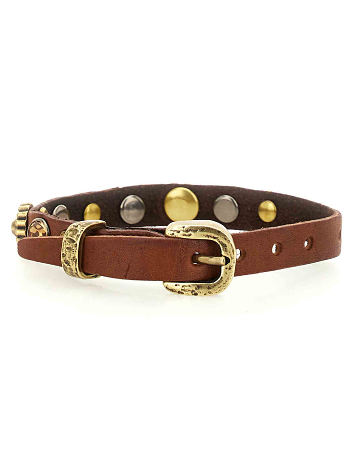 Bracciali donna in pelle cuoio con borchie e fibbe C003390ND X3076 C1502 Campomaggi 