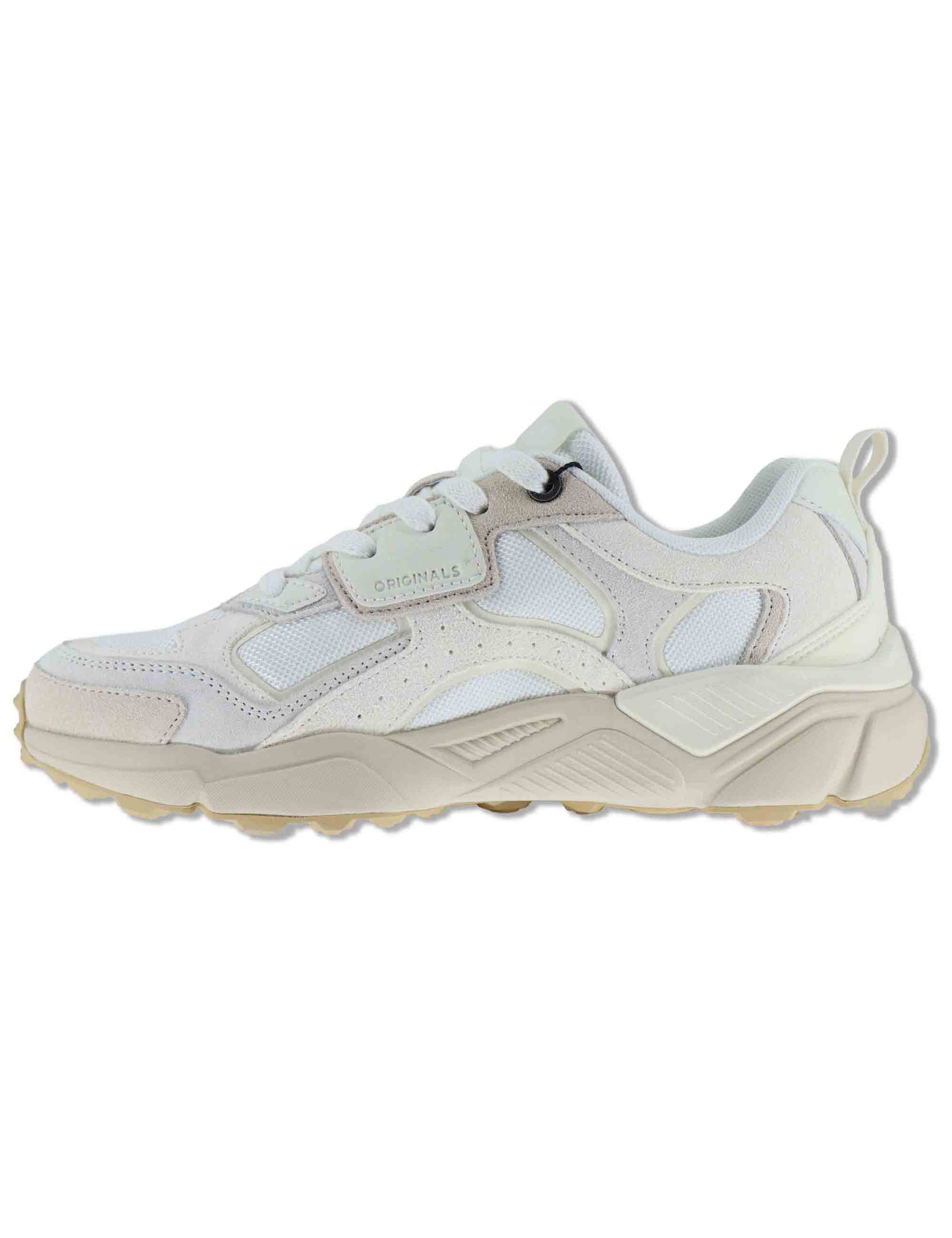 Sneakers uomo in pelle e tessuto off white con suola alta GARNER 025 Colmar 