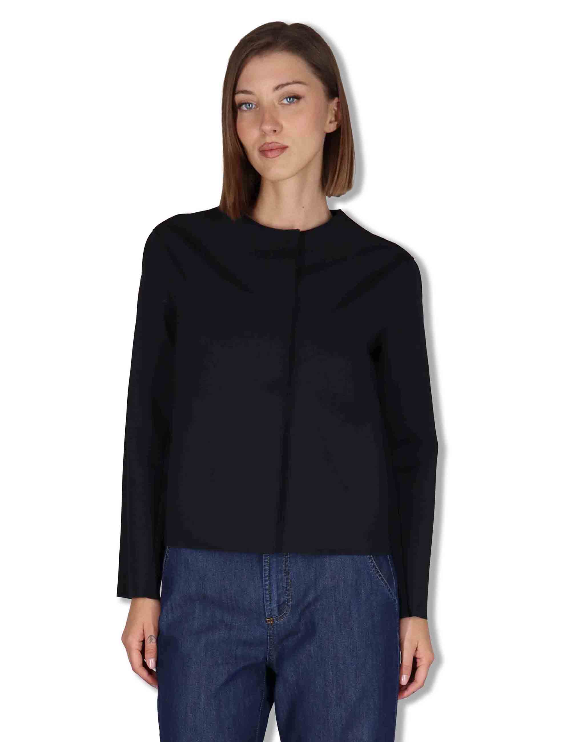 Giubbini donna in tessuto stretch nero con bottoni a scomparsa 50260008 017 Ewooluzione 