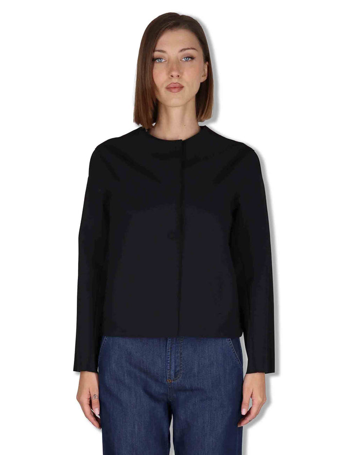 Giubbini donna in tessuto stretch nero con bottoni a scomparsa 50260008 017 Ewooluzione 