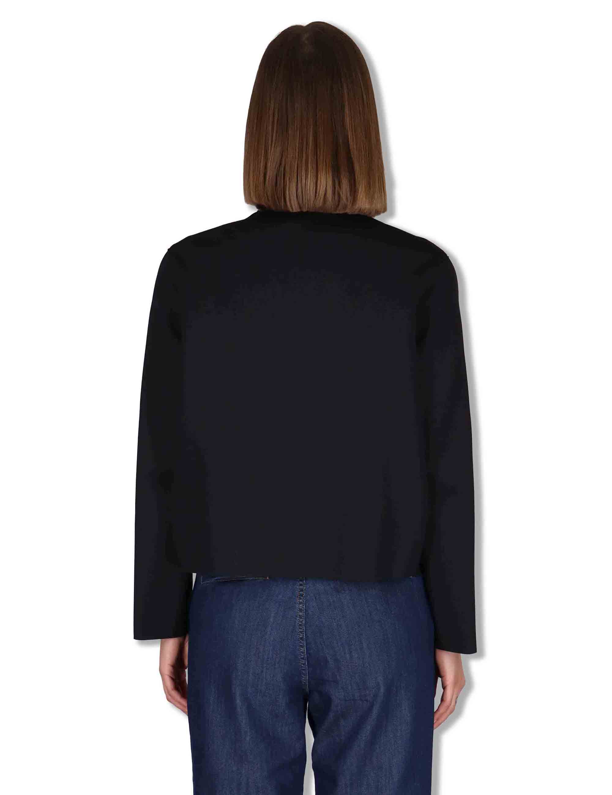 Giubbini donna in tessuto stretch nero con bottoni a scomparsa 50260008 017 Ewooluzione 