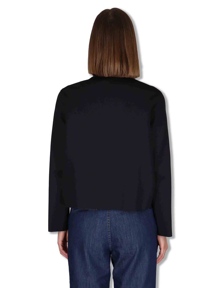 Giubbini donna in tessuto stretch nero con bottoni a scomparsa 50260008 017 Ewooluzione 