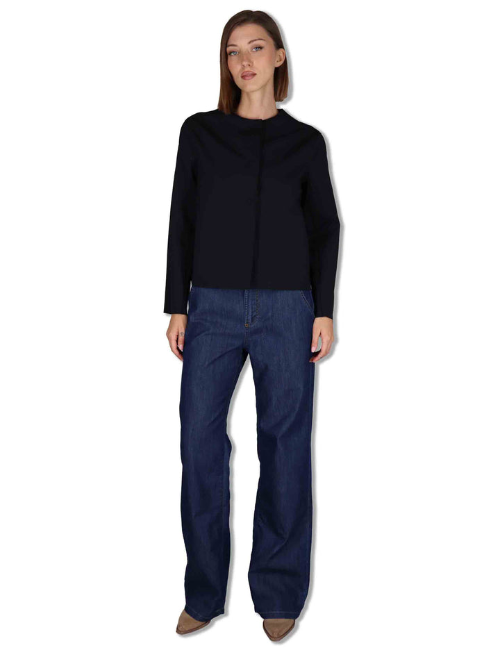 Giubbini donna in tessuto stretch nero con bottoni a scomparsa 50260008 017 Ewooluzione 