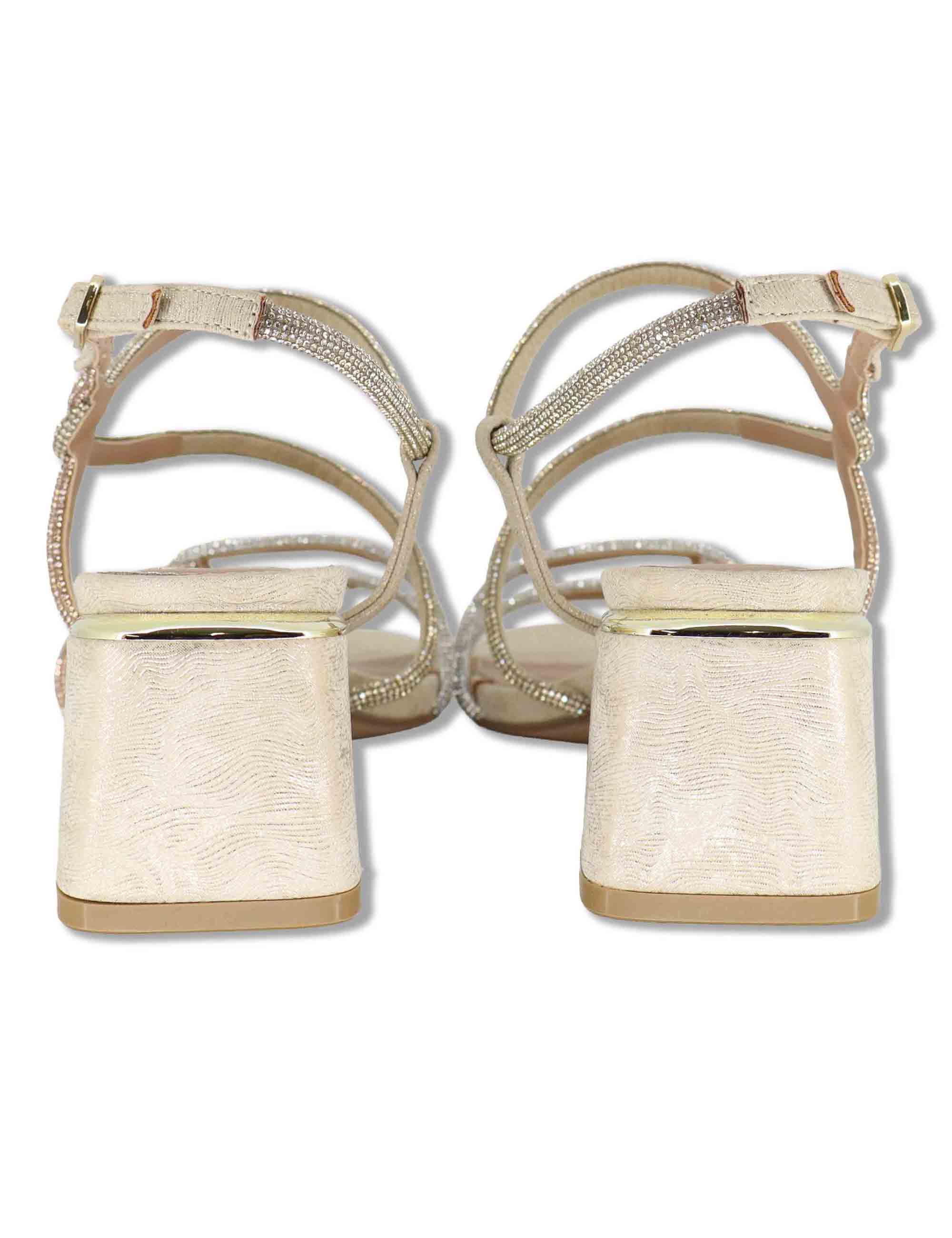 Sandali donna in strass oro e argento con tacco alto e cinturino alla caviglia CARMEN-777 262035 Exe 