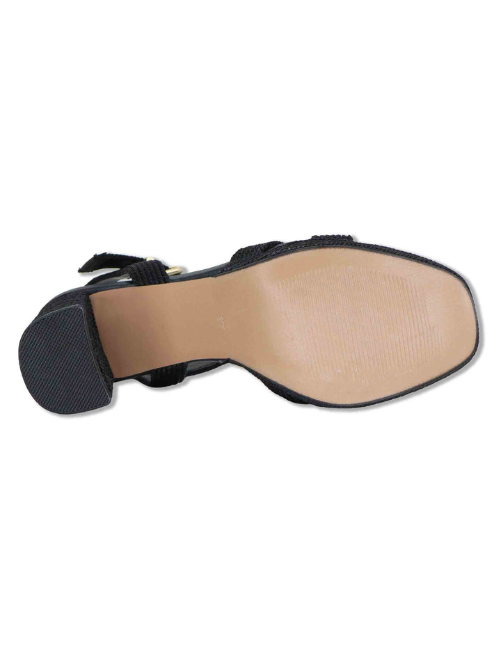 Sandali donna in rafia nera con tacco alto e cinturino alla caviglia LUISA-777 993-01 Exe 