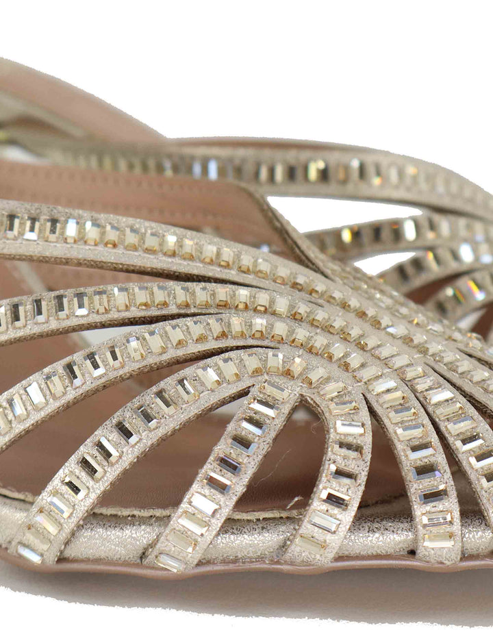 Sandali donna in tessuto e strass oro con tacco alto oro SUSANA-566 5138-04 Exe 