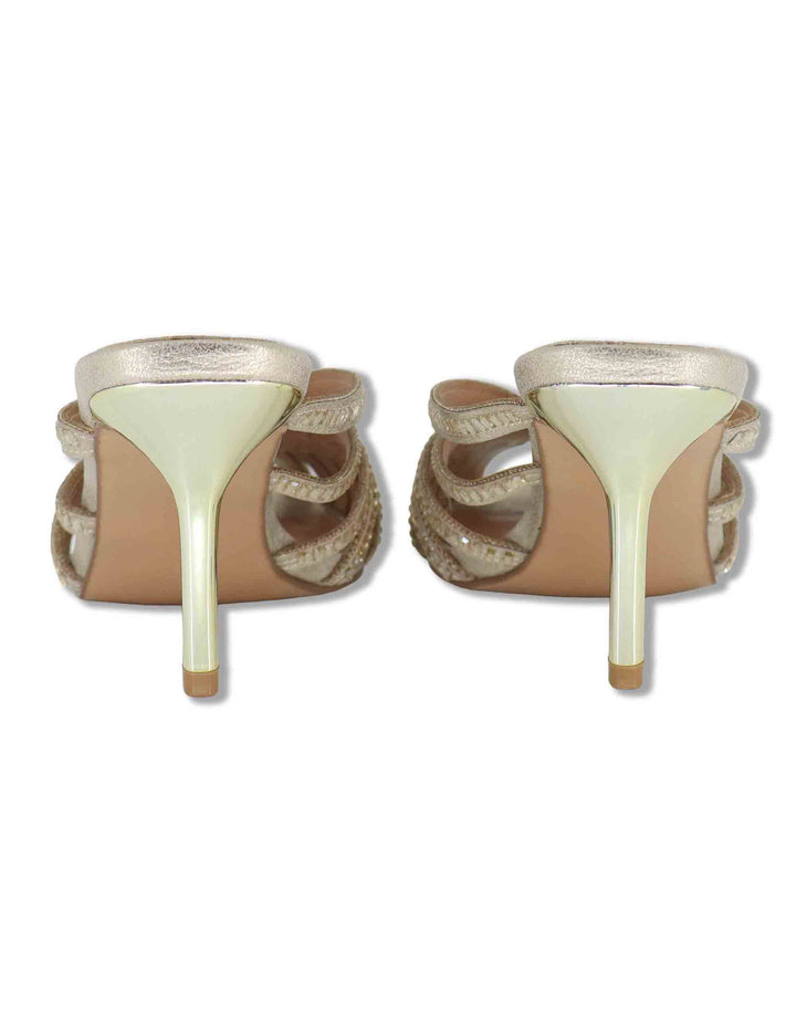 Sandali donna in tessuto e strass oro con tacco alto oro SUSANA-566 5138-04 Exe 