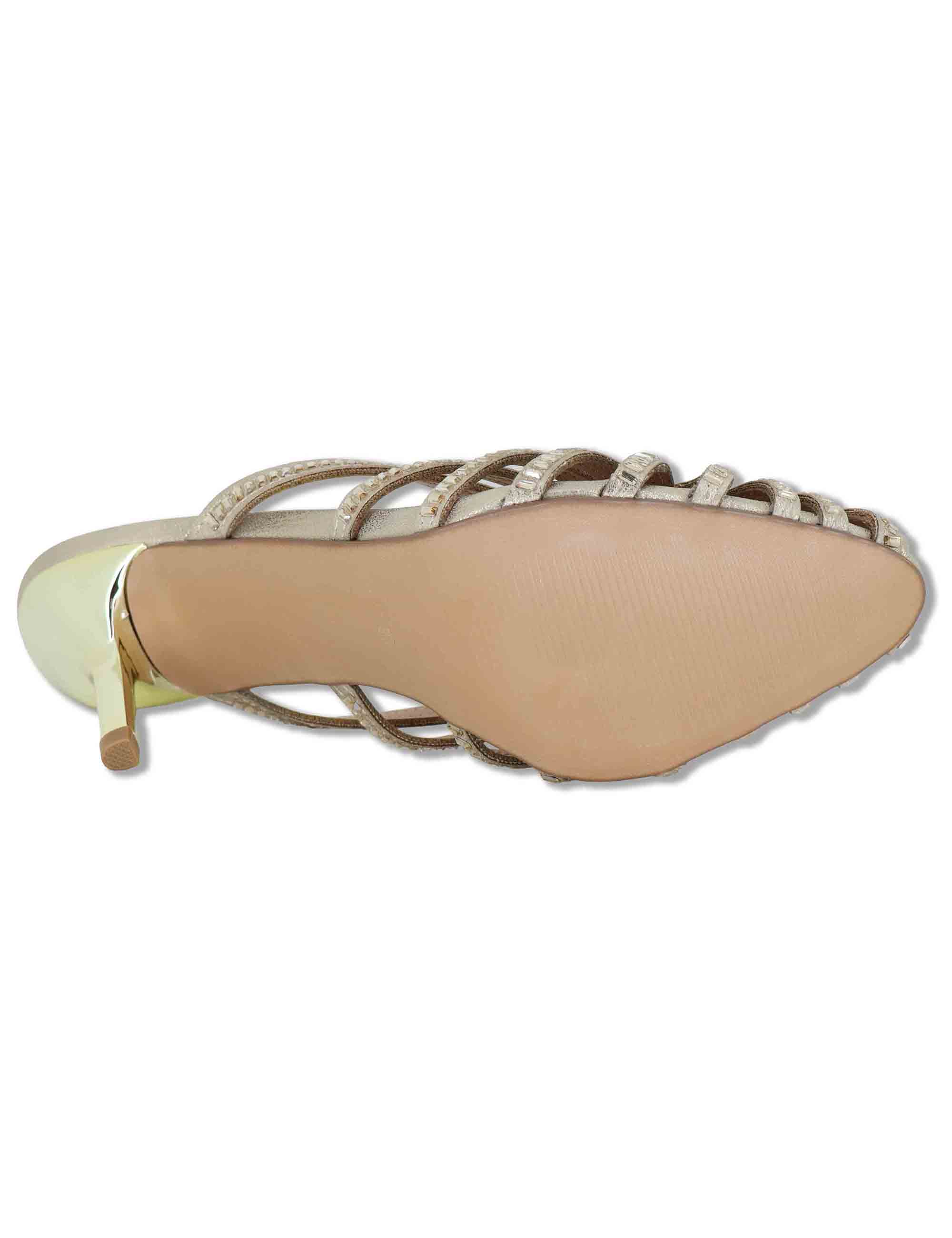 Sandali donna in tessuto e strass oro con tacco alto oro SUSANA-566 5138-04 Exe 