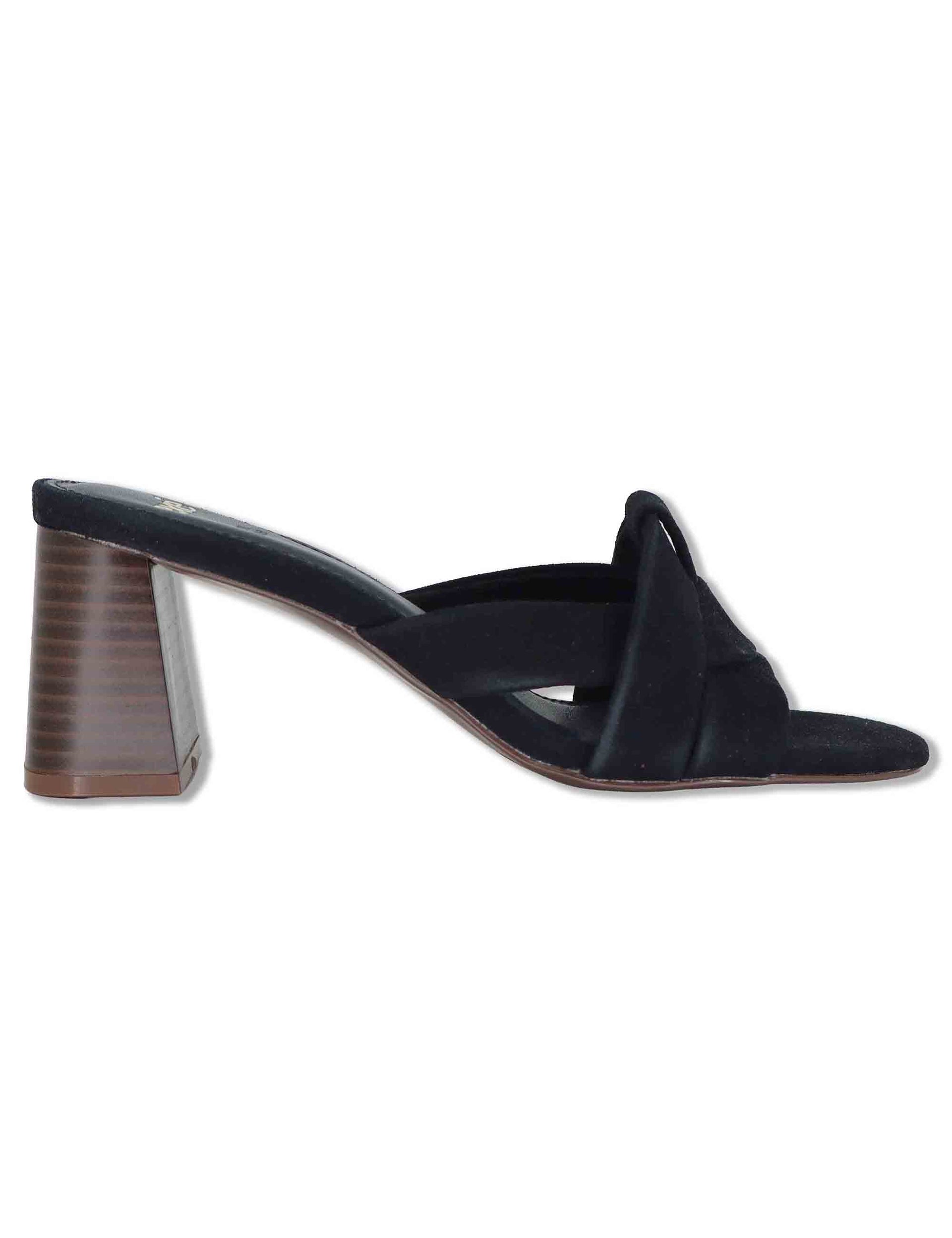 Sandali donna in eco camoscio nero con tacco alto senza cinturini VENETO-576 4004 Exe 