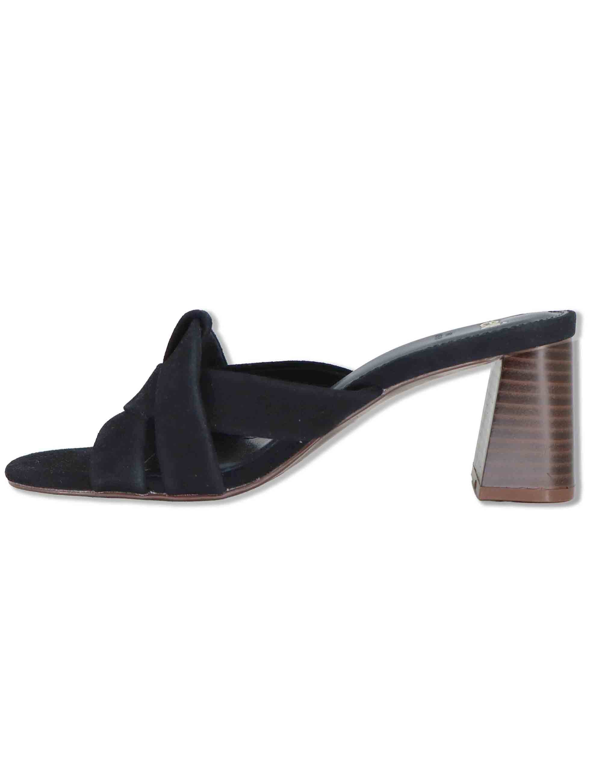 Sandali donna in eco camoscio nero con tacco alto senza cinturini VENETO-576 4004 Exe 