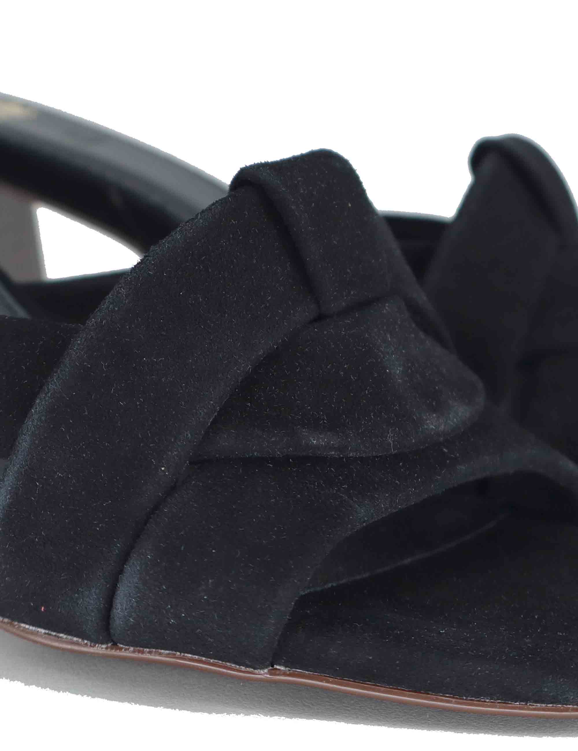 Sandali donna in eco camoscio nero con tacco alto senza cinturini VENETO-576 4004 Exe 