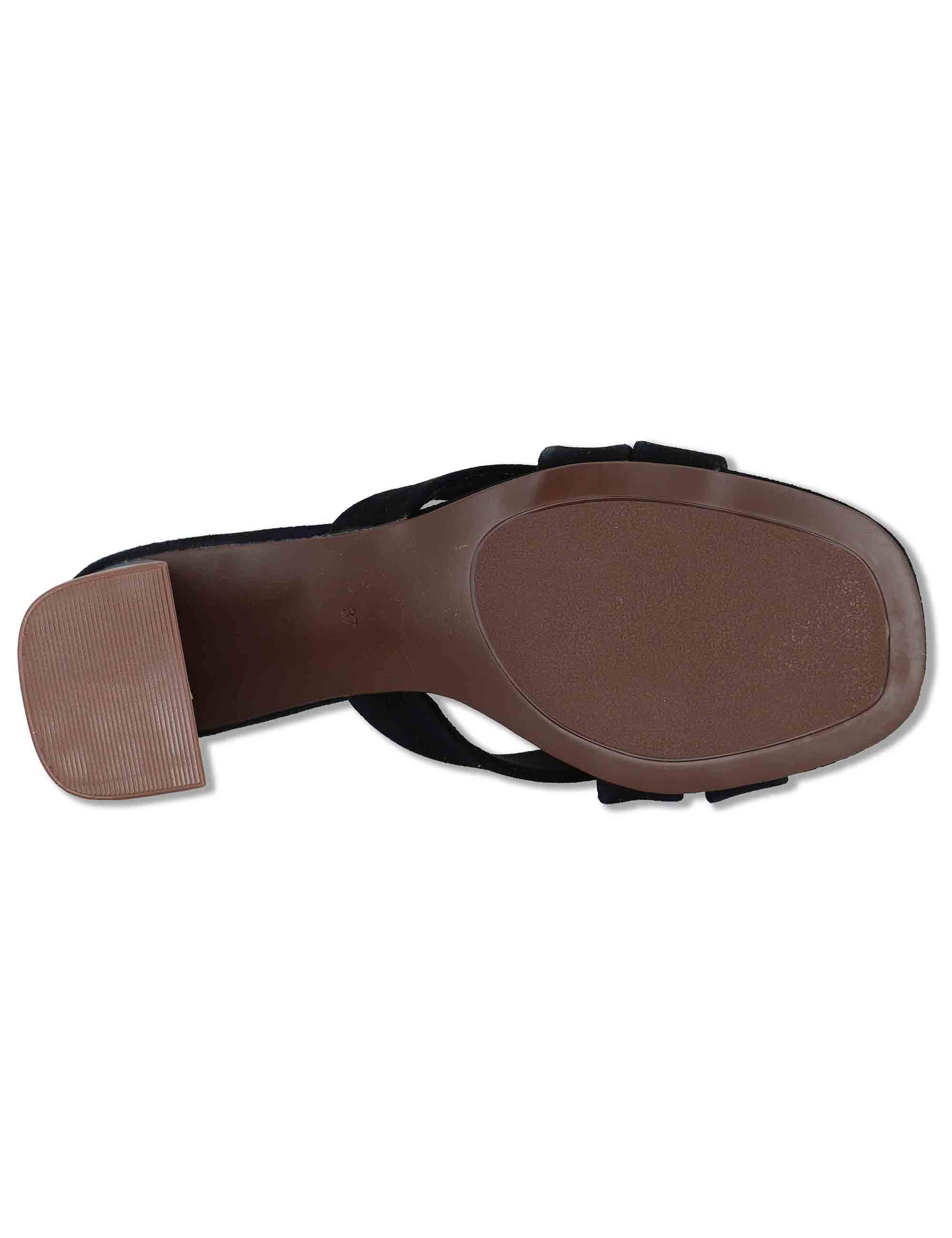 Sandali donna in eco camoscio nero con tacco alto senza cinturini VENETO-576 4004 Exe 