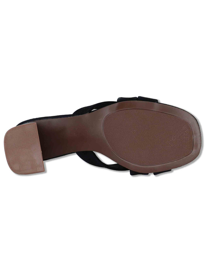 Sandali donna in eco camoscio nero con tacco alto senza cinturini VENETO-576 4004 Exe 