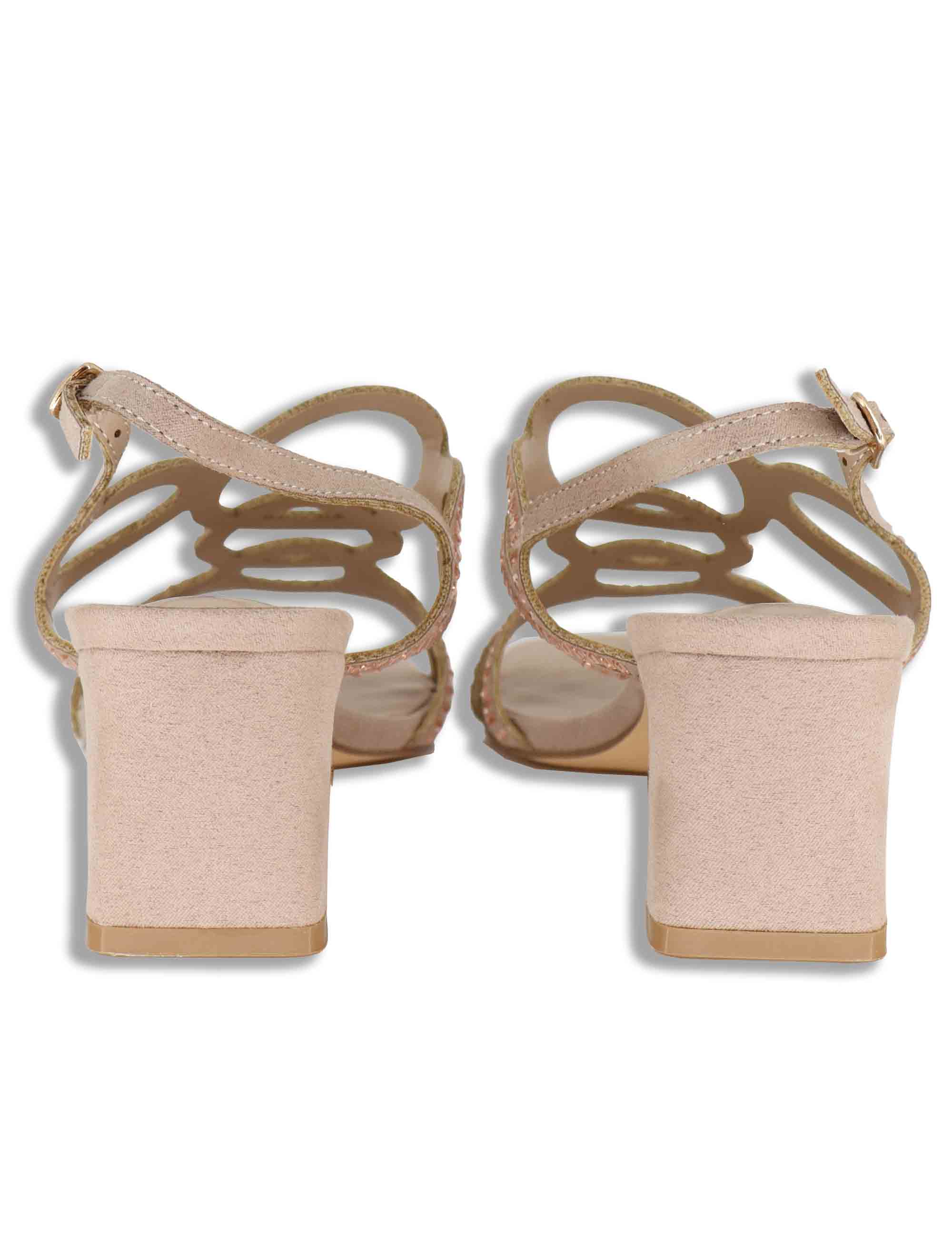 Sandali donna slingback in eco camoscio nude con borche e tacco medio W4700316 397M Exe 