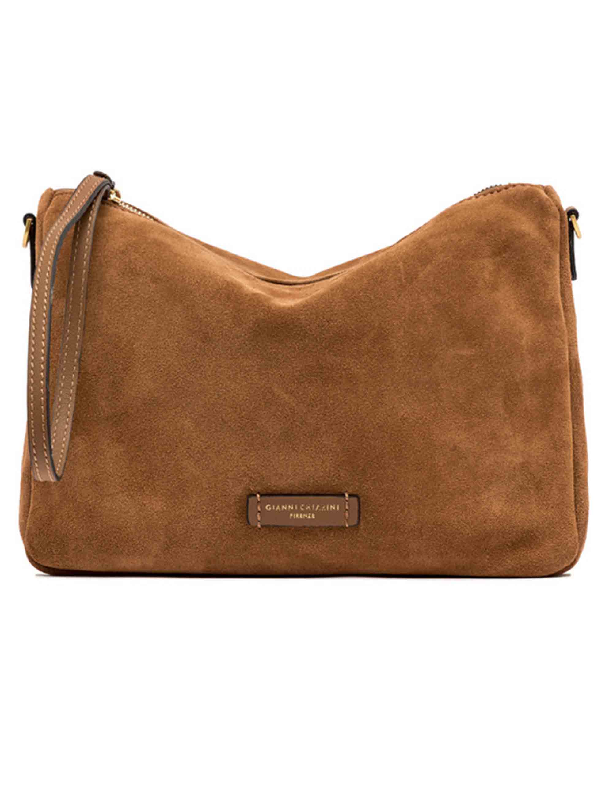 Borse donna Nora Pouch in pelle scamosciata cuoio con polsiera e tracolla BS10225 CM-PL 1478 Gianni Chiarini 
