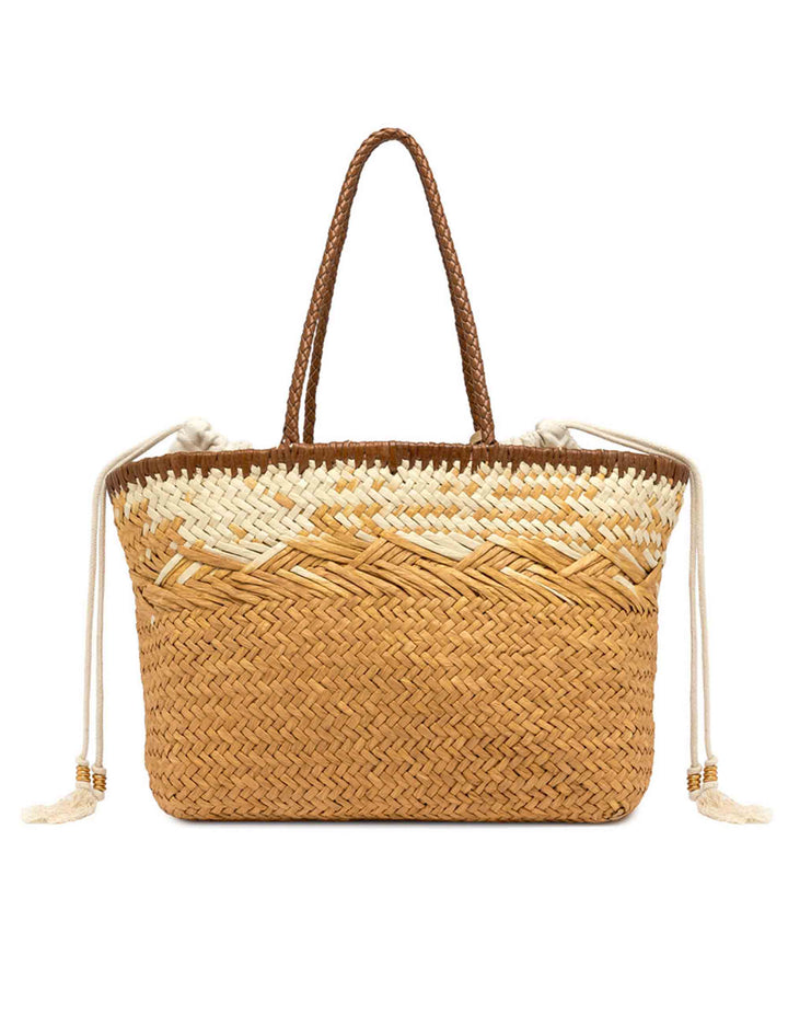 Borse donna Paloma in paglia intrecciata naturale manici in pelle e chiusura coulisse BS11312 COMM STRAWINT 064 Gianni Chiarini 