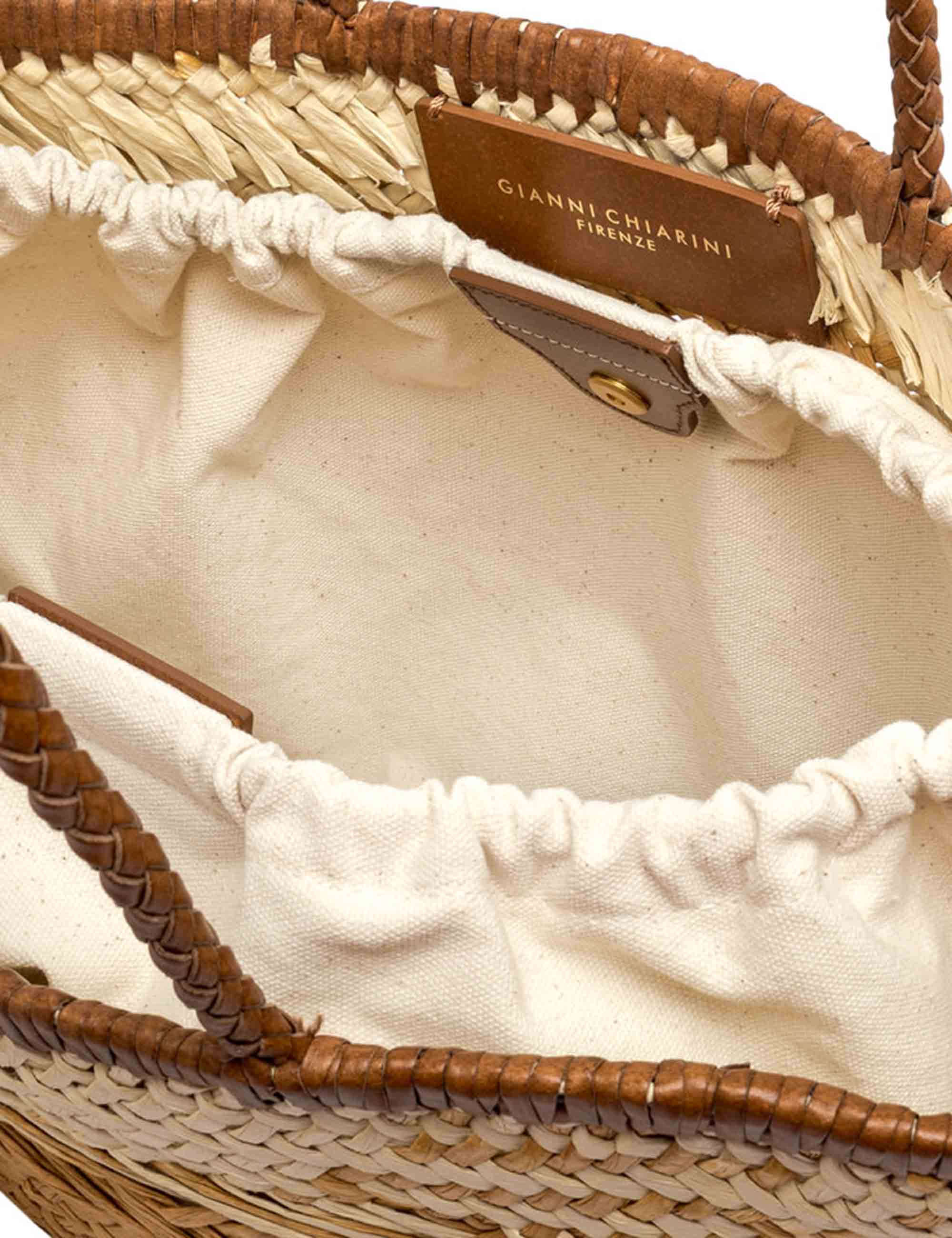 Borse donna Paloma in paglia intrecciata naturale manici in pelle e chiusura coulisse BS11312 COMM STRAWINT 064 Gianni Chiarini 