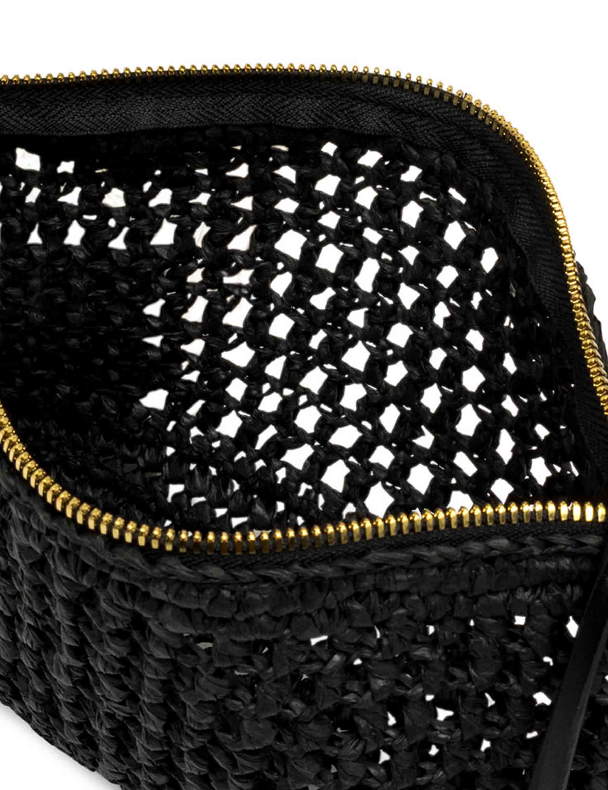 Borse donna Nefeli in rafia nera con tracolla in pelle in tono removibile BS11950 COMM STR-CRCH 001 Gianni Chiarini 