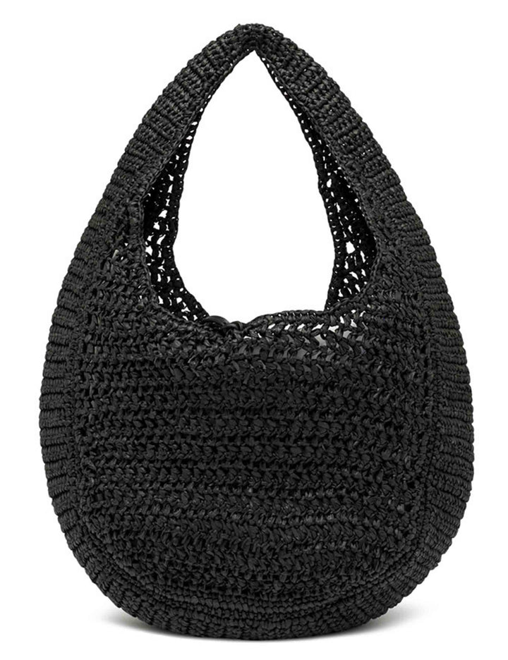 Borse donna Nefeli monospalla in paglia nera con chiusura cordoncino BS11954 COMM STR-CRCH 001 Gianni Chiarini 