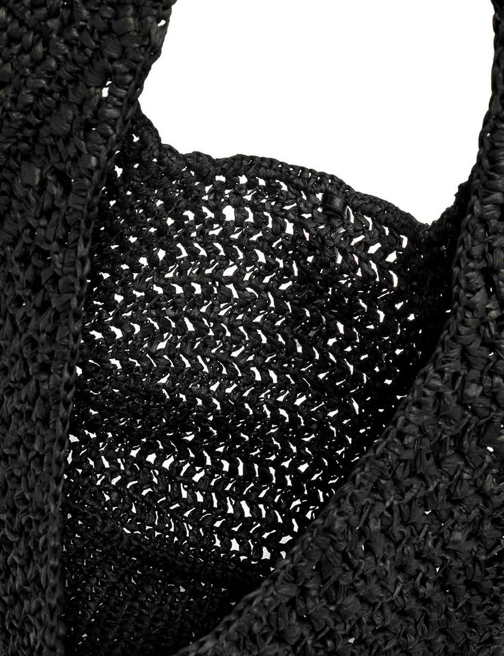 Borse donna Nefeli monospalla in paglia nera con chiusura cordoncino BS11954 COMM STR-CRCH 001 Gianni Chiarini 