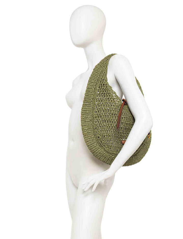 Borse donna Nefeli monospalla in paglia nera con chiusura cordoncino BS11954 COMM STR-CRCH 001 Gianni Chiarini 