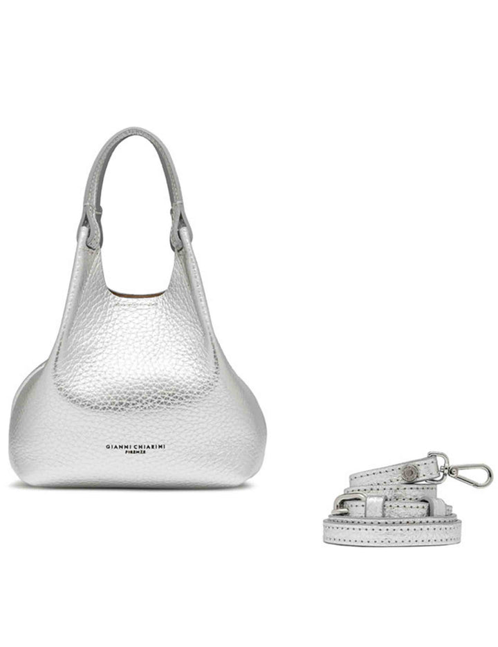 Borse donna Dua in pelle laminato argento con doppio manico e tracolla BS9718 RNGDBL T.U. 14369 Gianni Chiarini 