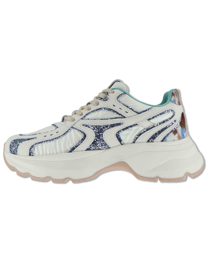 Sneakers donna Chunky in pelle e tessuto bianco con inserti a contrasto DALIA 05 Gio + 