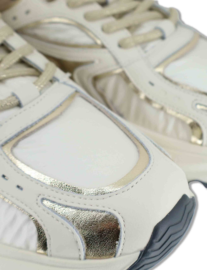 Sneakers donna Chunky in pelle e tessuto coff white on inserti a contrasto DALIA 12 Gio + 