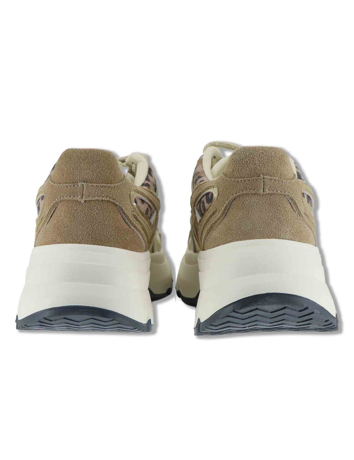 Sneakers donna Chunky in pelle e tessuto coff white on inserti a contrasto DALIA 12 Gio + 