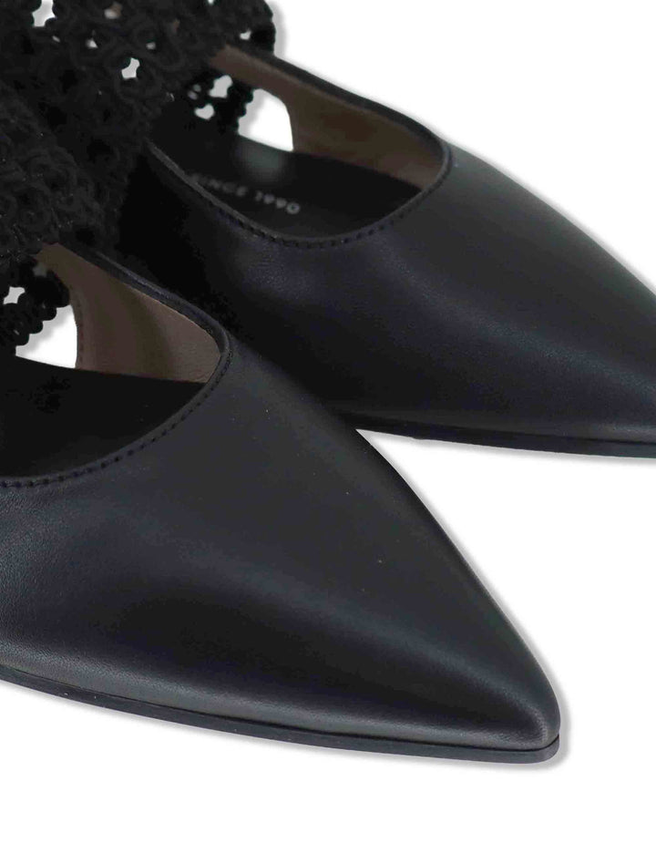 Decollete slingback donna in pelle nera con punta a punta e tacco basso HV264778 BLACK Hispanitas 