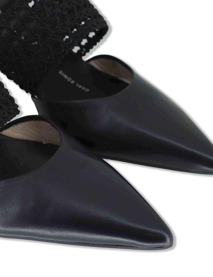 Decollete slingback donna in pelle nera con tacco alto e cinturino elastico HV264779 BLACK Hispanitas 