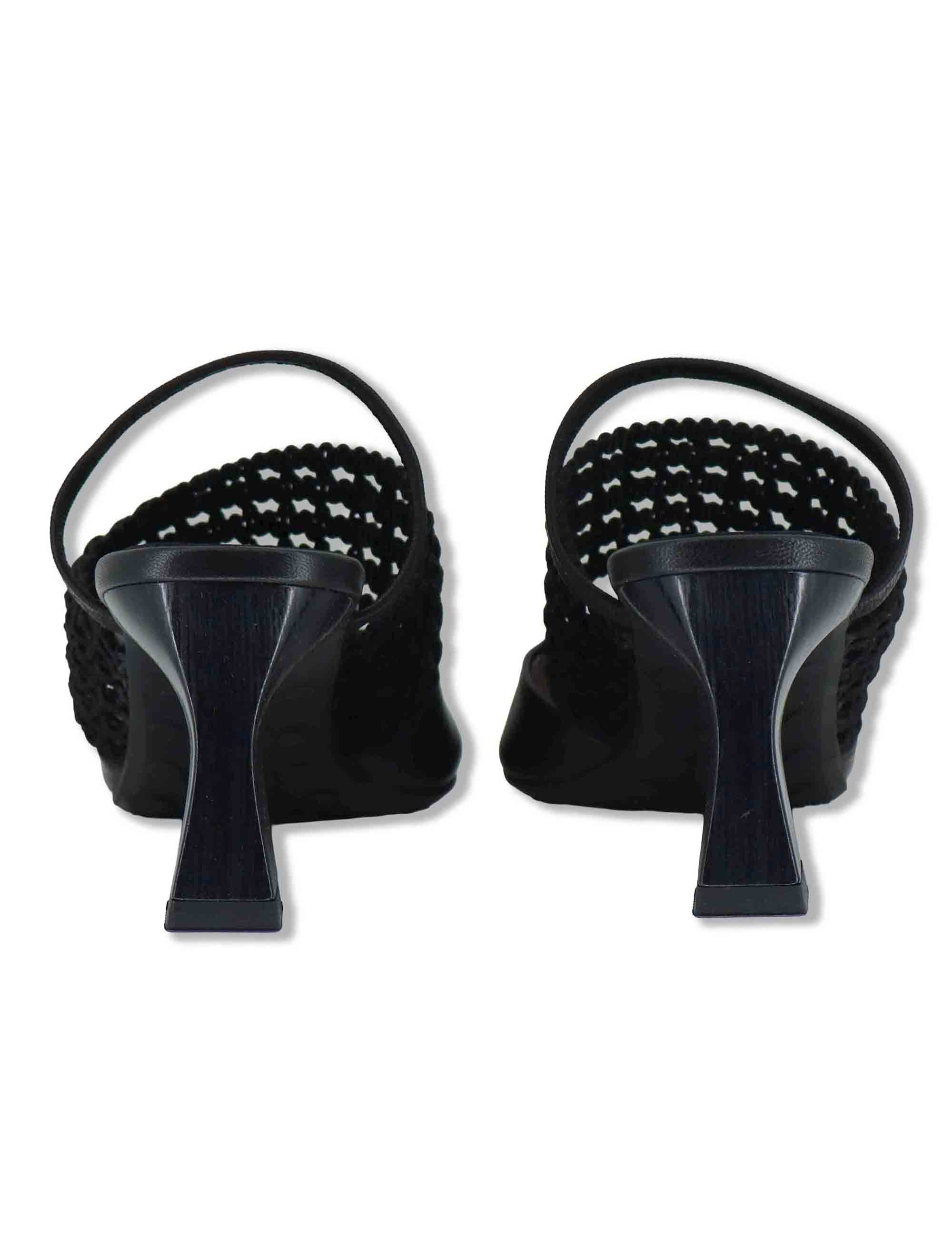 Decollete slingback donna in pelle nera con tacco alto e cinturino elastico HV264779 BLACK Hispanitas 
