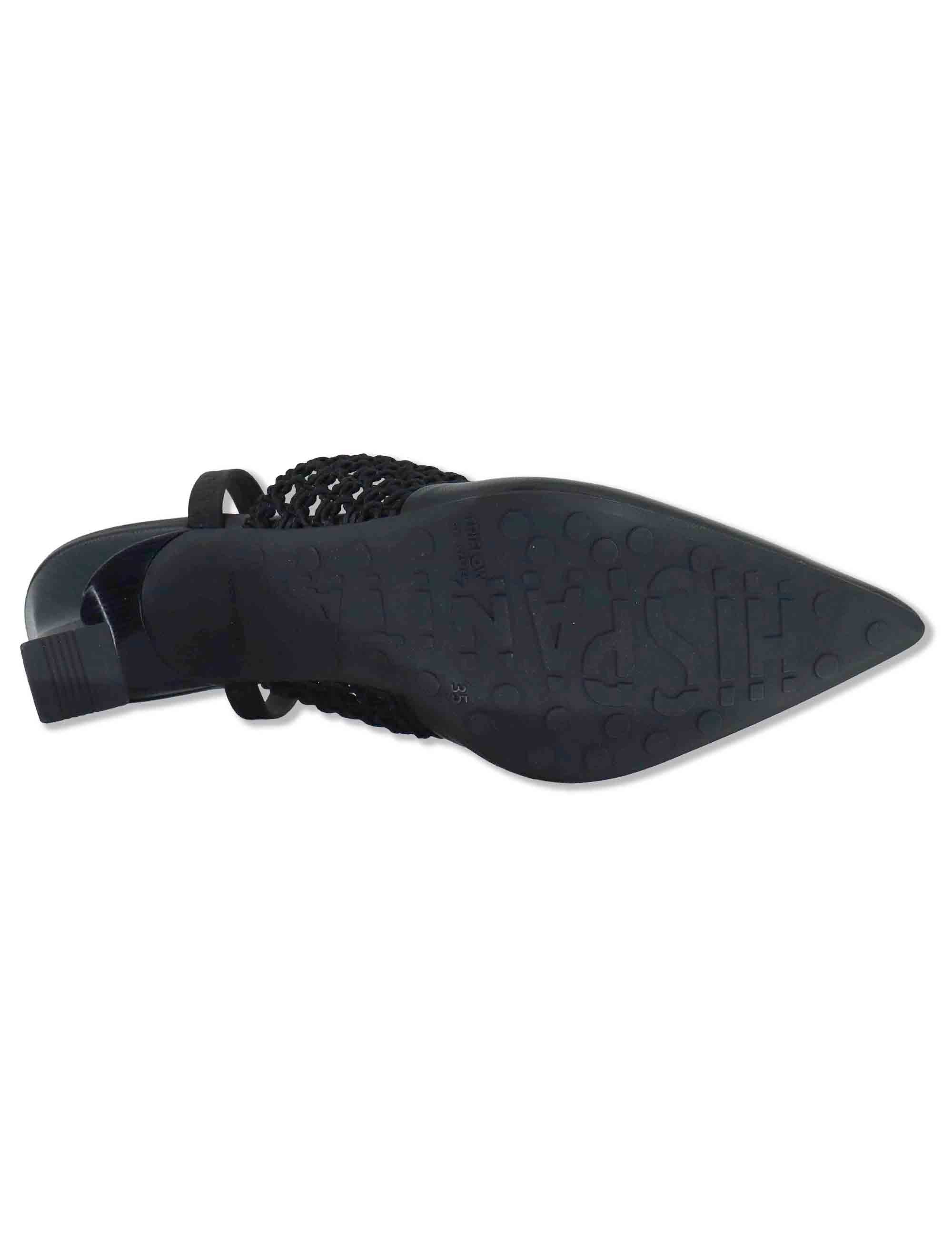 Decollete slingback donna in pelle nera con tacco alto e cinturino elastico HV264779 BLACK Hispanitas 