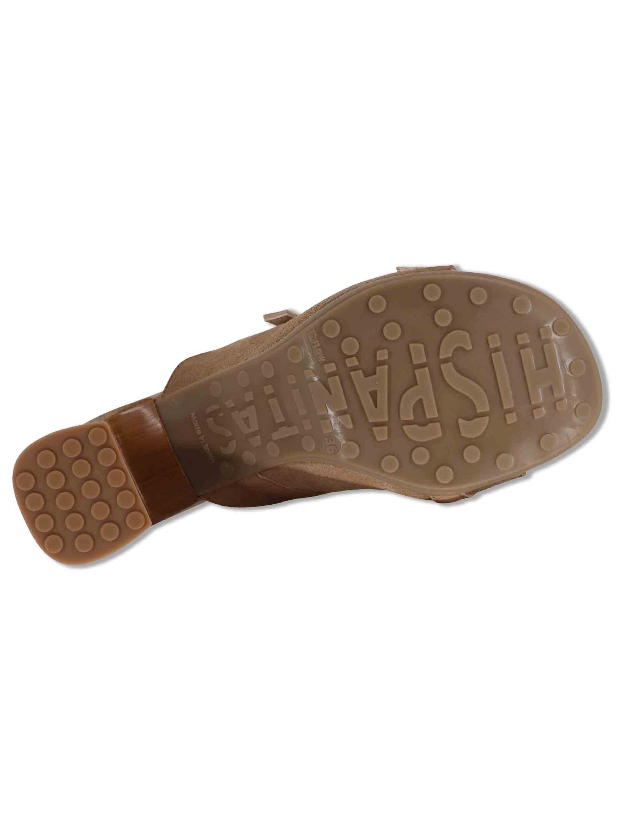 Sandali donna in pelle taupe con doppia fascia e tacco alto HV264803 ALMOND Hispanitas 