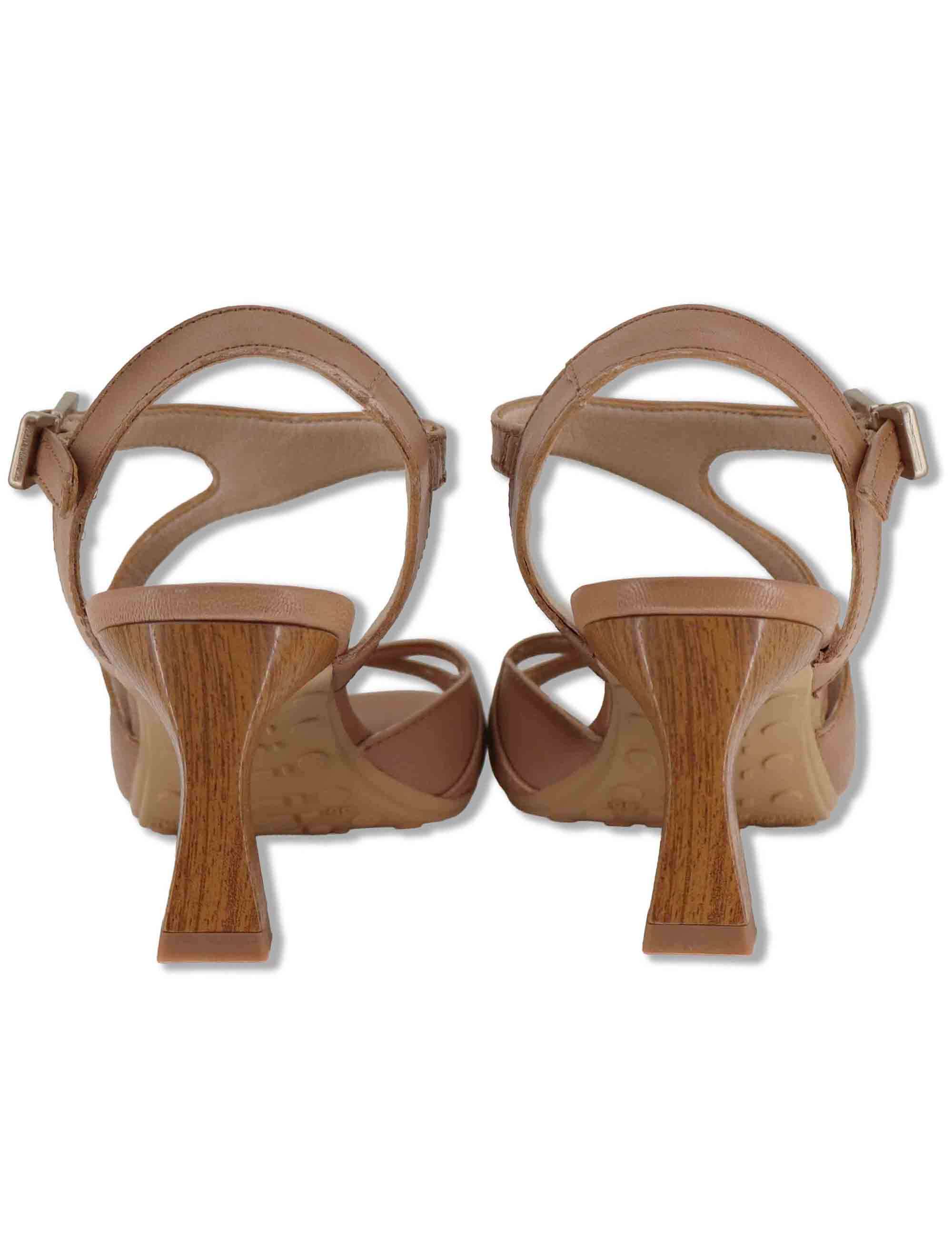 Sandali donna in pelle taupe con cinturini regolabili e tacco medio HV264814 ALMOND Hispanitas 