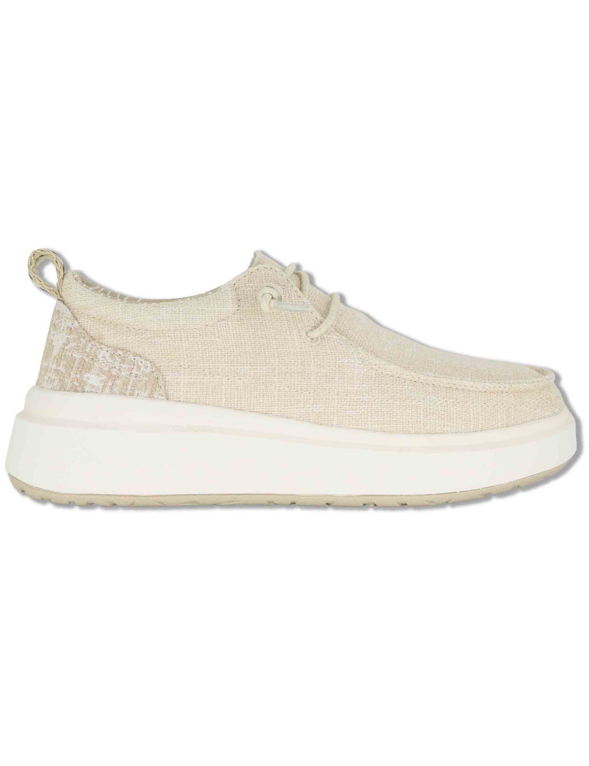 Sneakers donna Nature Wallabee in tessuto beige con lacci elastici JL61530A 023 Jeep 