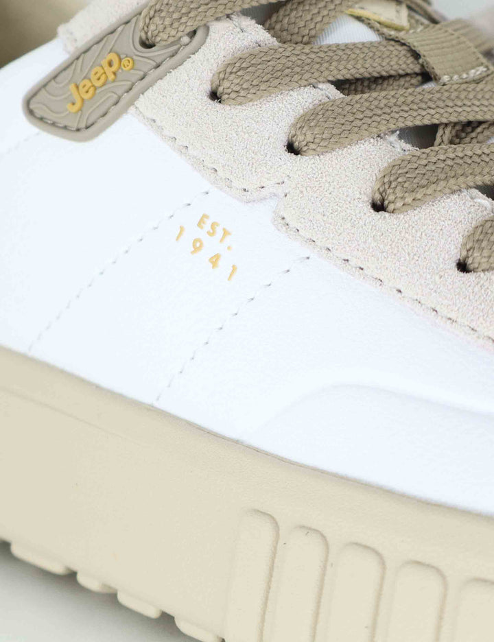 Sneakers uomo Rock White in pelle bianca con suola leggera JM52091A 051 Jeep 