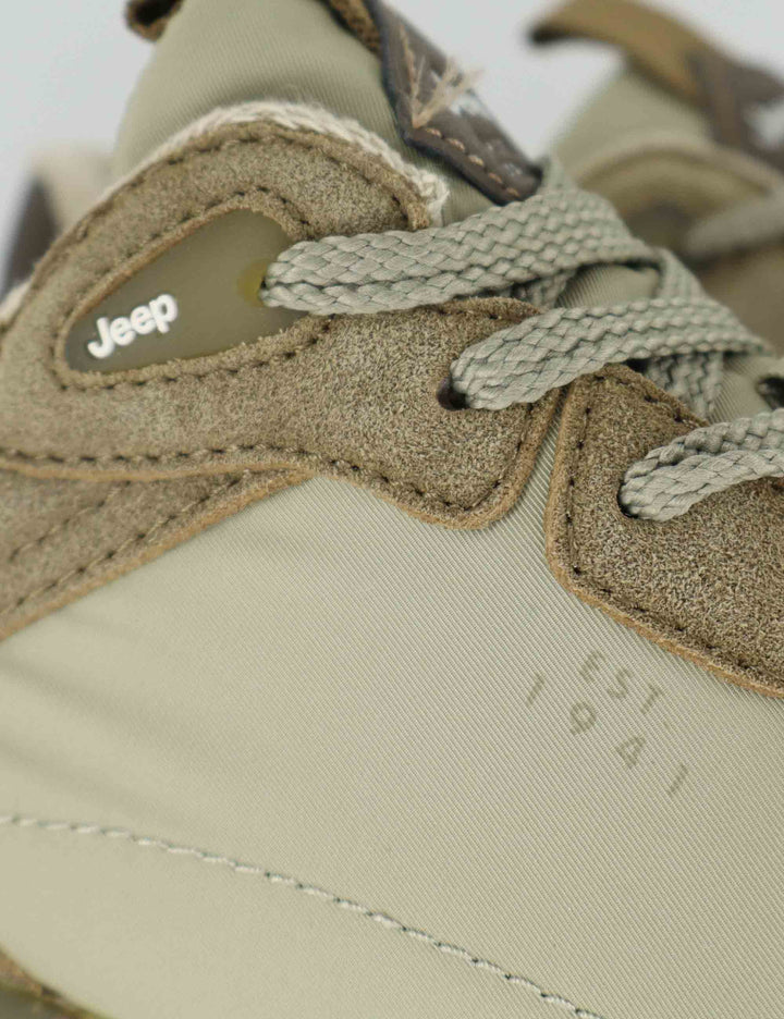 Sneakers uomo Jara in pelle e nylon verde con suola leggera JM61020A 036 Jeep 