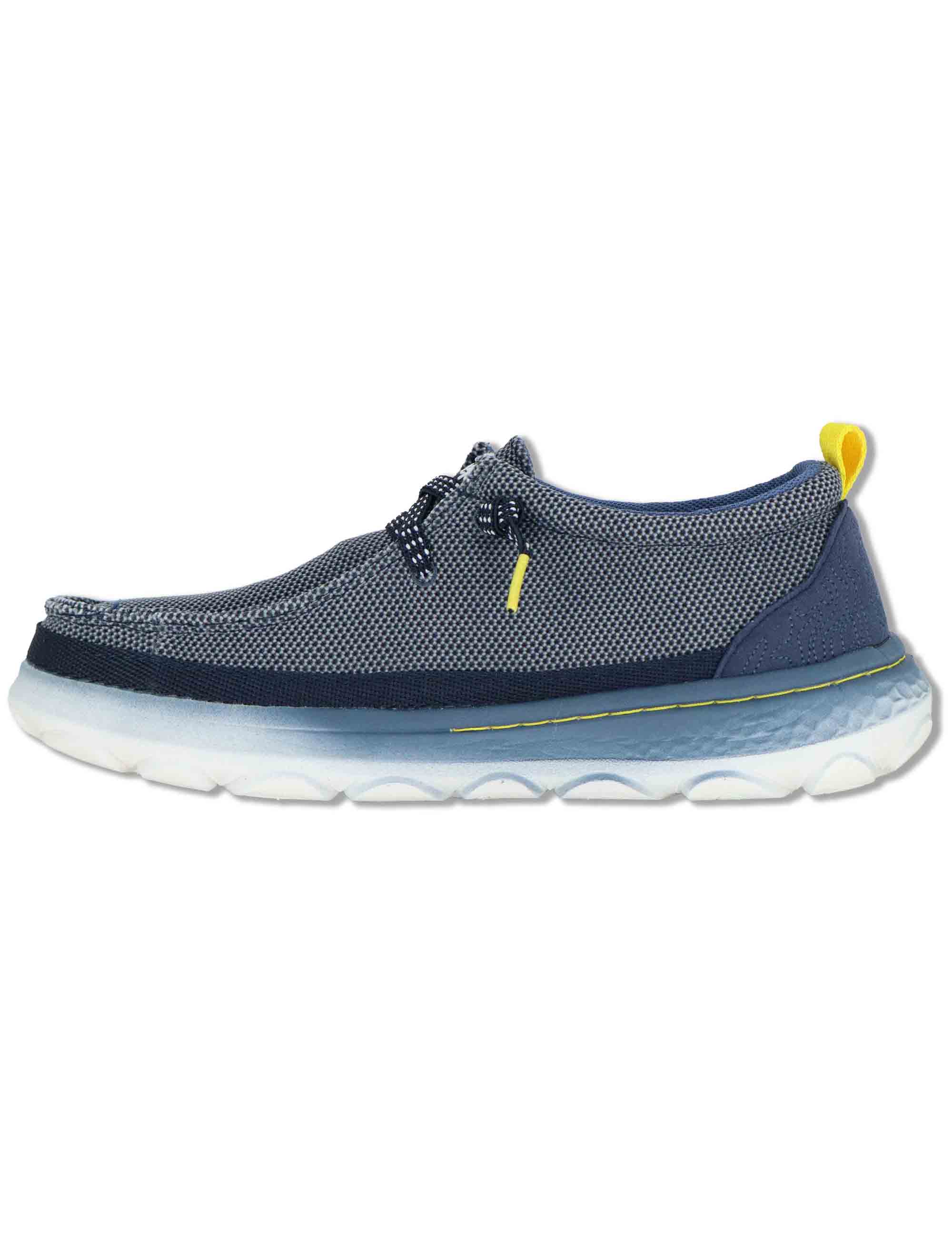 Stringate uomo Kauai Wallabee Knit in tessuto washed blu con suola in gomma JM61090A 016 Jeep 