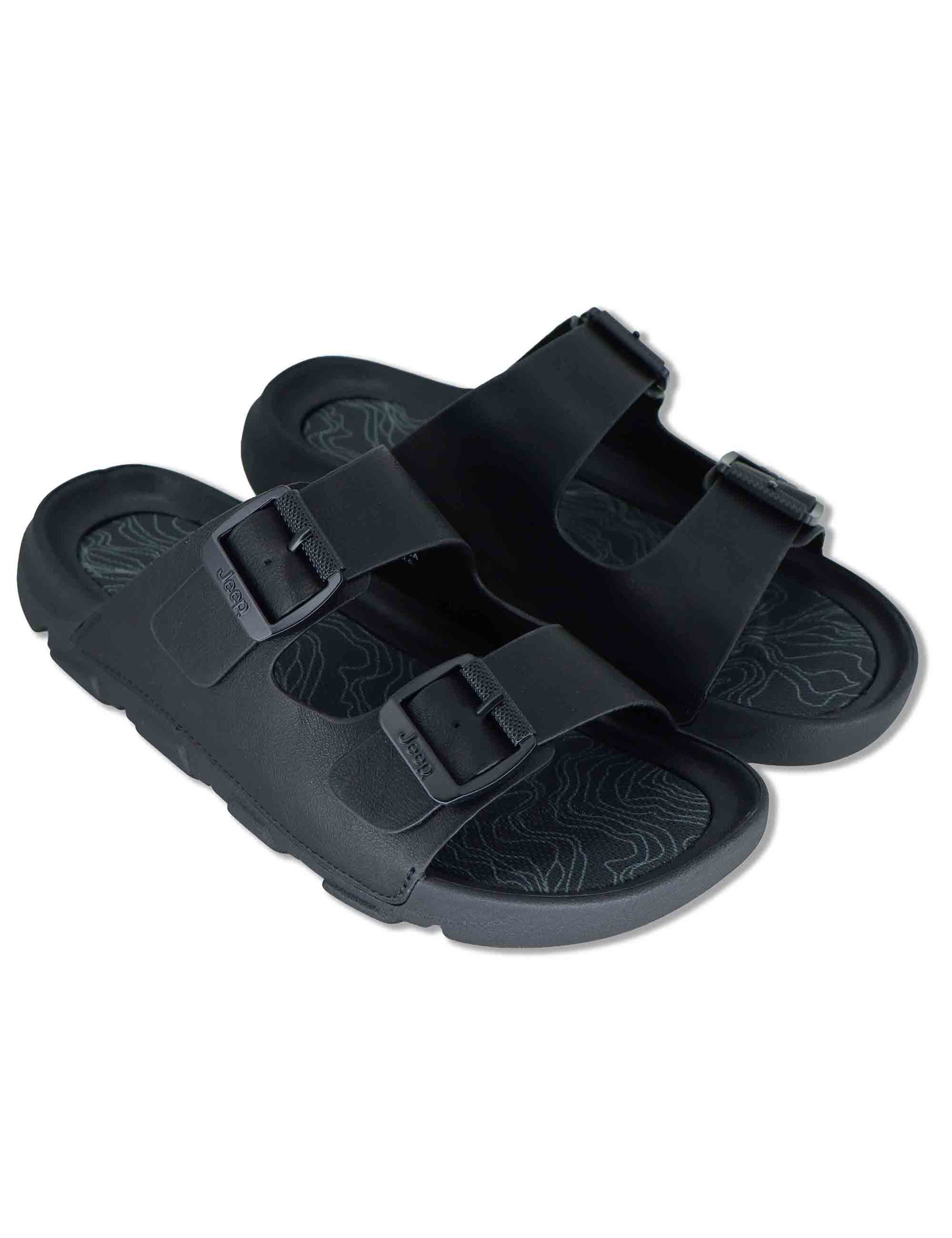 Sandali uomo Daytona in eco pelle nera con doppie fasce regolabili JM61120A 062 Jeep 