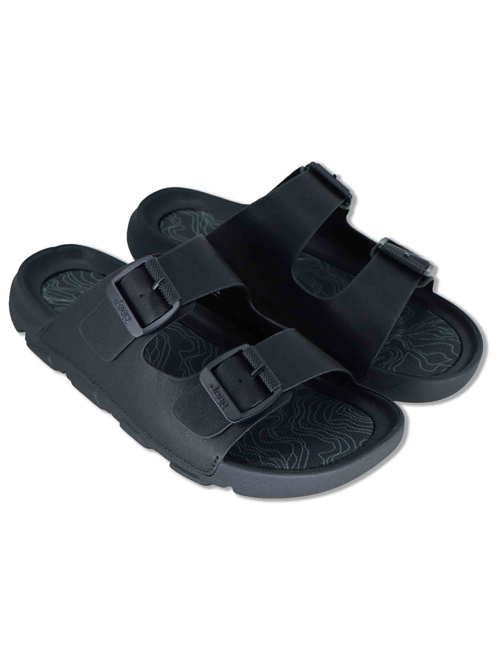 Sandali uomo Daytona in eco pelle nera con doppie fasce regolabili JM61120A 062 Jeep 