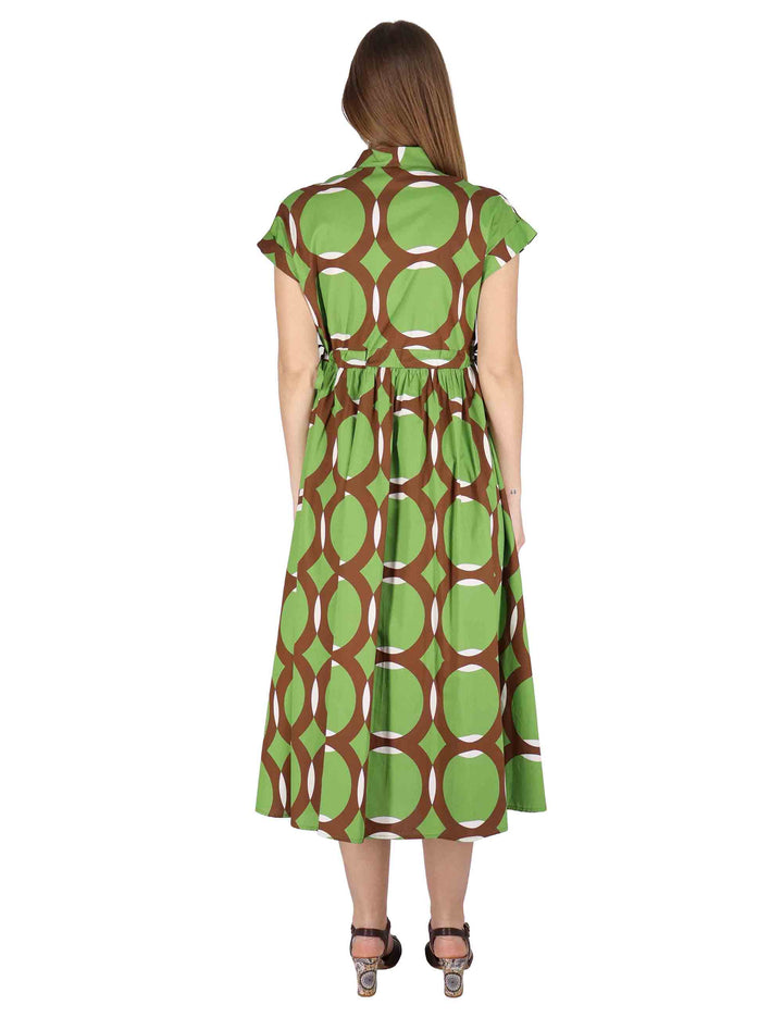 Abiti donna Crossover Midi Dress in cotone verde a fantasia JABAB0001-F1386-1243 7046 Justmine 