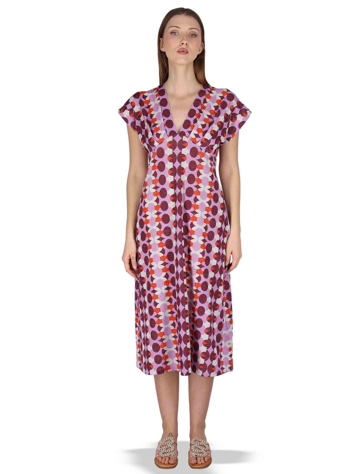 Abiti donna V Neck Dress in Jersey bordeaux a fantasia JABAB0001-F1466-1261 4235 Justmine 
