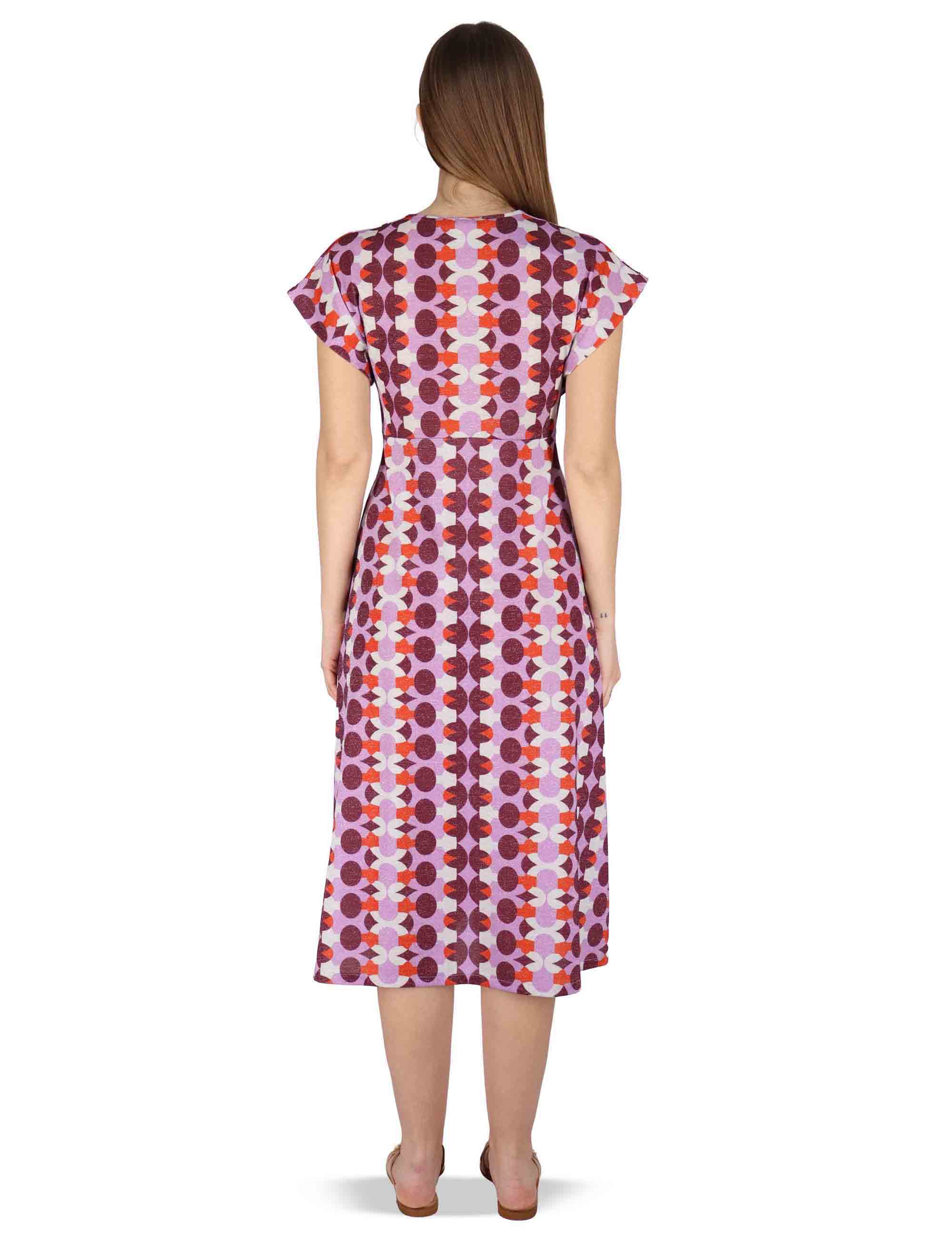 Abiti donna V Neck Dress in Jersey bordeaux a fantasia JABAB0001-F1466-1261 4235 Justmine 