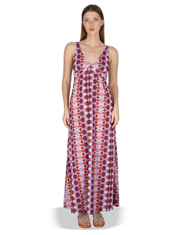 Abiti donna Empire Dress in jersey stampato bordeaux a fantasia JABAB0001-F1505-1261 4235 Justmine 
